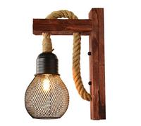 EmyTock Wood Retro Industry Lampada da parete in legno con paralume (lampadina a vite E27 60W inclusa)