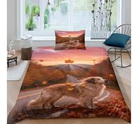 EMYXPAQM Biancheria Da Letto Con Design Old English Sheepdog 3D Set Copripiumino Fallen Leaves Road Microfibra Con Cerniera E Federa Per Donne E Uomini Single（135x200cm）