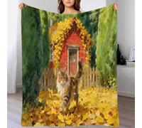 EMYXPAQM Coperta in Pile Con Maine Coon, Coperta Per Letto, Divano, Ufficio Con Autumn Leaves Cabin, Morbida E Calda, Idee Regalo Per Ragazzi E Bambini 60x80inch(150x200cm)