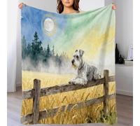 EMYXPAQM Coperta in Pile Con Schnauzer, Coperta Per Letto, Divano, Ufficio Con Golden Wheat Field, Morbida E Leggera, Idee Regalo Per Ragazze, Ragazzi, Adulti 40x50inch(100x130cm)
