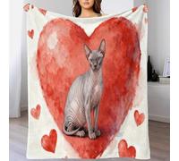 EMYXPAQM Coperta in Pile Con Sphynx Cat, Coperta Per Letto, Divano, Ufficio Con Heart Shape, Morbida E Leggera, Idee Regalo Per Ragazze, Ragazzi, Adulti 80x90inch(200x230cm)
