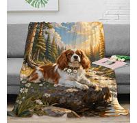 EMYXPAQM Coperta Plaid Pile Con Cavalier King Charles Spaniel, Coperta Per Letto, Divano E Divani Con Woods, Morbida E Leggera, Idee Regalo Per Camera Da Letto, Divano 70x80inch(180x200cm)