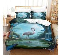 EMYXPAQM Copripiumino Baby Flamingo 3D Parure Da Letto Con Motivo Rainforest Microfibra Con Chiusura Lampo E Federa Per Bambini Adulti Single(140x200cm)