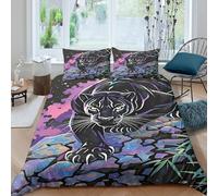 EMYXPAQM Copripiumino Black Panther 3D Biancheria Da Letto Con Design Cartoon Style Microfibra Con Chiusura Lampo E Federa Per La Camera Dei Bambini King（220x240cm）