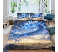 EMYXPAQM Copripiumino Eastern Dragon 3D Biancheria Da Letto Con Motivo Lightning Microfibra Con Chiusura Lampo E Federa Per La Camera Dei Bambini Double(200x200cm)