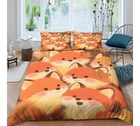 EMYXPAQM Copripiumino Fox 3D Biancheria Da Letto Con Design Group of Little Foxes Microfibra Con Chiusura Lampo E Federa Per La Camera Dei Bambini Double（200x200cm）