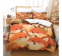 EMYXPAQM Copripiumino Fox 3D Biancheria Da Letto Con Design Group of Little Foxes Microfibra Con Chiusura Lampo E Federa Per La Camera Dei Bambini Super King（260x220cm）