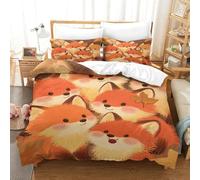 EMYXPAQM Copripiumino Fox 3D Parure Da Letto Con Motivo Group of Little Foxes Microfibra Con Chiusura Lampo E Federa Per Ragazzi, Ragazze E Bambin Single（140x200cm）