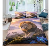 EMYXPAQM Copripiumino Male Lion 3D Parure Da Letto Con Motivo Sea of Clouds Microfibra Con Cerniera E Federa Per Donne E Uomini King（220x240cm）