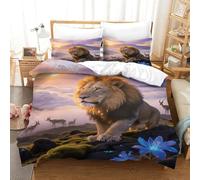 EMYXPAQM Copripiumino Male Lion 3D Parure Da Letto Con Motivo Sea of Clouds Microfibra Con Cerniera E Federa Per La Camera Dei Bambini Super King（260x220cm）