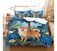 EMYXPAQM Copripiumino Shiba Inu 3D Parure Da Letto Con Motivo Palm Secret Realm Microfibra Con Chiusura Lampo E Federa Per Ragazze, Ragazzi, Super King（260x220cm）
