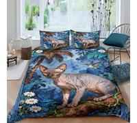 EMYXPAQM Copripiumino Sphynx Cat 3D Parure Da Letto Con Motivo Secret Jungle Microfibra Con Cerniera E Federa Per Donne E Uomini King（220x240cm）