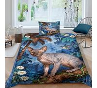 EMYXPAQM Copripiumino Sphynx Cat 3D Parure Da Letto Con Motivo Secret Jungle Microfibra Con Chiusura Lampo E Federa Per Bambini Adulti Single（135x200cm）