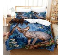 EMYXPAQM Copripiumino Sphynx Cat 3D Parure Da Letto Con Motivo Secret Jungle Microfibra Con Chiusura Lampo E Federa Per Bambini Adulti Single（140x200cm）