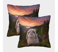 EMYXPAQM Federe Per Cuscini Lop Rabbit Set Di 2, Copricuscini Con Mountains Poliestere Morbido Casa Decorativi Per Arredare Il Tuo Divano, Poltrona 40x40cm