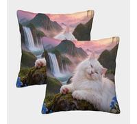 EMYXPAQM Federe Per Cuscini Turkish Angora Set Di 2, Copricuscini Con Mountains Poliestere Morbido Casa Decorativi Per Arredare Il Tuo Divano, Poltrona 50x50cm