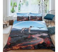 EMYXPAQM Set Copripiumino Dalmatian 3D Set Di Biancheria Da Letto Con Motivo Dog Clouds Lava Microfibra Con Cerniera E Federa Per Bambini Adulti King(220x240cm)