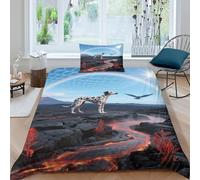 EMYXPAQM Set Copripiumino Dalmatian 3D Set Di Biancheria Da Letto Con Motivo Dog Clouds Lava Microfibra Con Cerniera E Federa Per La Camera Dei Bambini Single(135x200cm)