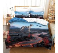 EMYXPAQM Set Copripiumino Dalmatian 3D Set Di Biancheria Da Letto Con Motivo Dog Clouds Lava Microfibra Con Chiusura Lampo E Federa Per Ragazze E Ragazzi Adulti Single(140x200cm)