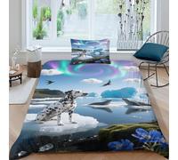 EMYXPAQM Set Copripiumino Dalmatian 3D Set Di Biancheria Da Letto Con Motivo Dog Seal Microfibra Con Cerniera E Federa Per Ragazze E Ragazzi Adulti Single(135x200cm)