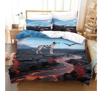 EMYXPAQM Set Copripiumino Dalmatian 3D Set Di Biancheria Da Letto Con Stampa Dog Clouds Lava Microfibra Con Cerniera E Federa Per La Camera Dei Bambini Super King(260x220cm)