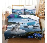 EMYXPAQM Set Copripiumino Dalmatian 3D Set Di Biancheria Da Letto Con Stampa Dog Seal Microfibra Con Cerniera E Federa Per Ragazze E Ragazzi Adulti Super King(260x220cm)