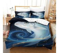 EMYXPAQM Set Copripiumino Fish Microfibra Morbida Set Letto 3 Pezzi Con Design Fish Nebula Con Cerniera E Federa Per Ragazze E Ragazzi Adulti Single(140x200cm)