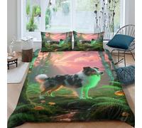 EMYXPAQM Set Copripiumino Icelandic Sheepdog 3D Set Di Biancheria Da Letto Con Stampa Dog Woods Microfibra Con Cerniera E Federa Per Bambini Adulti Double(200x200cm)