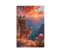 EMYXPAQM Stampa Di Red Wolf Su Tela Quadri D'arte Di Grand Canyon Su Tela Decorazioni Da Parete Per Hotel Bagno Ufficio Soggiorno Regalo 12x18inch(30x45cm)