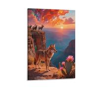 EMYXPAQM Stampa Di Red Wolf Su Tela Quadri D'arte Di Grand Canyon Su Tela Decorazioni Da Parete Per Hotel Bagno Ufficio Soggiorno Regalo Originale 12x18inch(30x45cm)