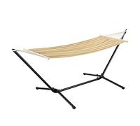 [en.casa] Amaca con Supporto in Acciaio da Esterno e Interno Telo 200 x 100 cm Carico Max. 120 kg Telaio Resistente con Asta Distanziatrice Tessuto Beige