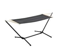 [en.casa] Amaca con Supporto in Acciaio da Esterno e Interno Telo 200 x 100 cm Carico Max. 120 kg Telaio Resistente con Asta Distanziatrice Tessuto Grigio Scuro