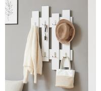 [en.casa] Appendiabiti da Muro Attaccapanni a Parete 4 Pannelli con 8 Paia di Ganci Porta Abiti Appendiabiti Moderno per Ingresso 80 x 60 cm - Bianco