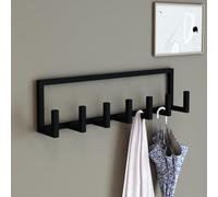[en.casa] Appendiabiti da Parete Attaccapanni da Muro con 7 Ganci a L Porta Abiti 75 x 10 x 20 cm Acciaio Nero