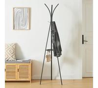 [en.casa] Appendiabiti da Terra ad Albero in Acciaio Stand Porta Abiti con Ganci e Rami Attaccapanni per Ingresso Corridoio Altezza 181 cm per Casa Ufficio - Nero