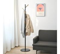 [en.casa] Appendiabiti da Terra Design Albero con Base in Marmo Colonna e Rami in Acciaio con Finitura Effetto Legno Porta Abiti Autoportante Altezza 172 cm Nero