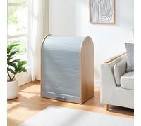 [en.casa] Armadietto a Serrandina Mobile Contenitore con Anta Tapparella 80x60x40 cm Mobile Multiuso Salvaspazio con Ripiano Interno - Bambù Naturale/Grigio