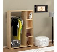 [en.casa] Armadietto Aperto per Guardaroba Mobile Basso con Scomparti e Barra Porta Abiti Stand Appendiabiti 123 x 90 x 30 cm Effetto Rovere