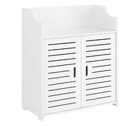 [en.casa] Armadietto da Bagno a Terra con 2 Ante 72 x 60 x 32 cm Mobiletto da Stoccaggio Ripostiglio da Bagno con Sportello di Design - Bianco