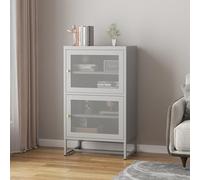 [en.casa] Armadietto da Stoccaggio con 4 Scomparti Chiusi Mobile in Acciaio per Archivio Ufficio Armadio Basso a 2 Ante Traforate e Piedistallo 102 x 60 x 40 cm Grigio