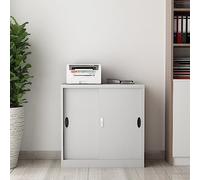 [en.casa] Armadietto da Ufficio 90 x 40 x 90 cm Armadio per Archivio Mobile in Acciaio con Serratura 2 Ante Scorrevoli e Ripiano Regolabile - Grigio Chiaro