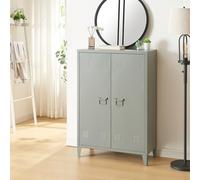 [en.casa] Armadietto da Ufficio Mobile in Acciaio per Archivio Armadio a 2 Ante e Ripiani 110 x 75 x 33 cm Grigio Scuro