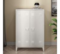 [en.casa] Armadietto da Ufficio Mobile in Acciaio per Archivio Armadio a 2 Ante e Ripiani 110 x 75 x 33 cm Bianco