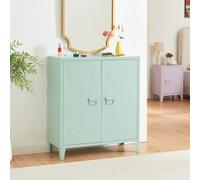 [en.casa] Armadietto da Ufficio Mobile in Acciaio per Archivio Armadio a 2 Ante e Ripiano Interno 90 x 80 x 33 cm Verde Pastello, opaco