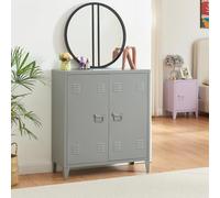 [en.casa] Armadietto da Ufficio Mobile in Acciaio per Archivio Armadio a 2 Ante e Ripiano Interno 90 x 80 x 33 cm Grigio Scuro