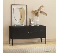[en.casa] Armadietto in Acciaio Mobile Basso per Archivio con Scomparti Interni 2 Ante con Chiusura a Chiave Armadietto Multiuso per Ufficio Soggiorno 118 x 40 x 60 cm Nero
