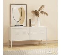 [en.casa] Armadietto in Acciaio Mobile Basso per Archivio con Scomparti Interni 2 Ante con Chiusura a Chiave Armadietto Multiuso per Ufficio Soggiorno 118 x 40 x 60 cm Bianco