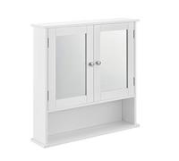 [en.casa] Armadietto Pensile da Bagno a Muro con 2 Ante a Specchio e Scomparto Aperto Mobile da Parete con Ripiano per Stoccaggio 58 x 56 x 13 cm - Bianco
