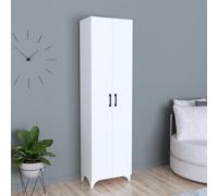 [en.casa] Armadio a 2 Ante Armadio Stretto con 7 Ripiani Mobile Alto per Guardaroba Armadio da Ingresso Corridoio 177,5 x 48,5 x 32 cm - Bianco