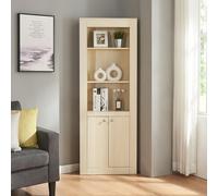 [en.casa] Armadio Angolare con Scomparti Aperti e Chiusi con Ante Mobile per Soggiorno ad Angolo Armadio Salvaspazio 170 x 62 x 30 cm Effetto Rovere